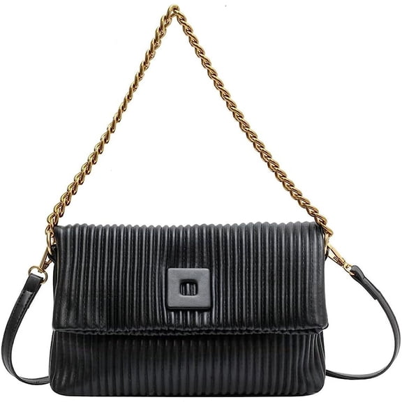 Kukuzhu Crossbody Bag Purse for Women Chain Shoulder Bag Mini Tote Bag Handbags Fashion Pleated Square Bag Casual Hobo Bag for Women