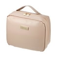 thumbnail image 1 of Bolsa de aseo de viaje, bolsa de maquillaje de gran capacidad, bolsa cosmética de cuero PU para mujeres y niñas, color rosa, 1 of 7