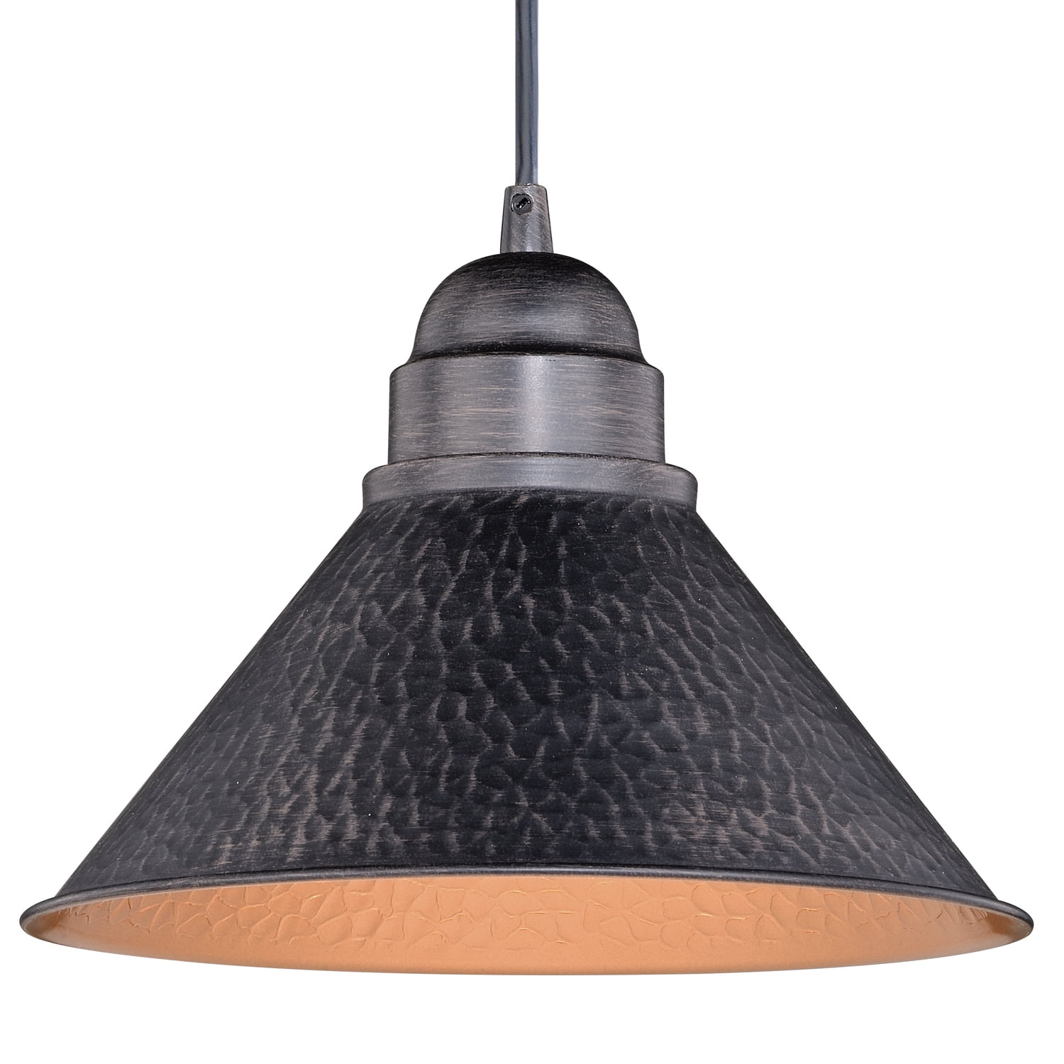 Farmhouse Pendant Light - 1-Light Barn Dome Fixture - Indoor Outdoor Ceiling Light - Aged Black Finish