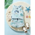 thumbnail image 2 of 12 Months Baby Boys Clothes 18 Months Boys 2PCS Summer Outfits Set Dolphin Print Crew Neck Infant Boys Sleeveless Top Shorts Set Blue, 2 of 7