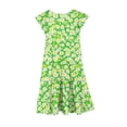 thumbnail image 4 of Zpanxa Robes d'Été pour Filles Manches Courtes Volantées Col Rond Imprimé Floral Taille Poche Robe Superposée Polyester Spandex Multicolore 8-9 Ans, 4 of 6