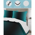 thumbnail image 4 of Teal Black Ombre Summer Quilt Set Twin Size, Soft Microfiber Quilted Bedding Set with 2 Pillow Shams, Gradient Contemporary Abstract Art Lightweight All Season Bedspread Coverlet for Bedroom 68"x86", 4 of 6