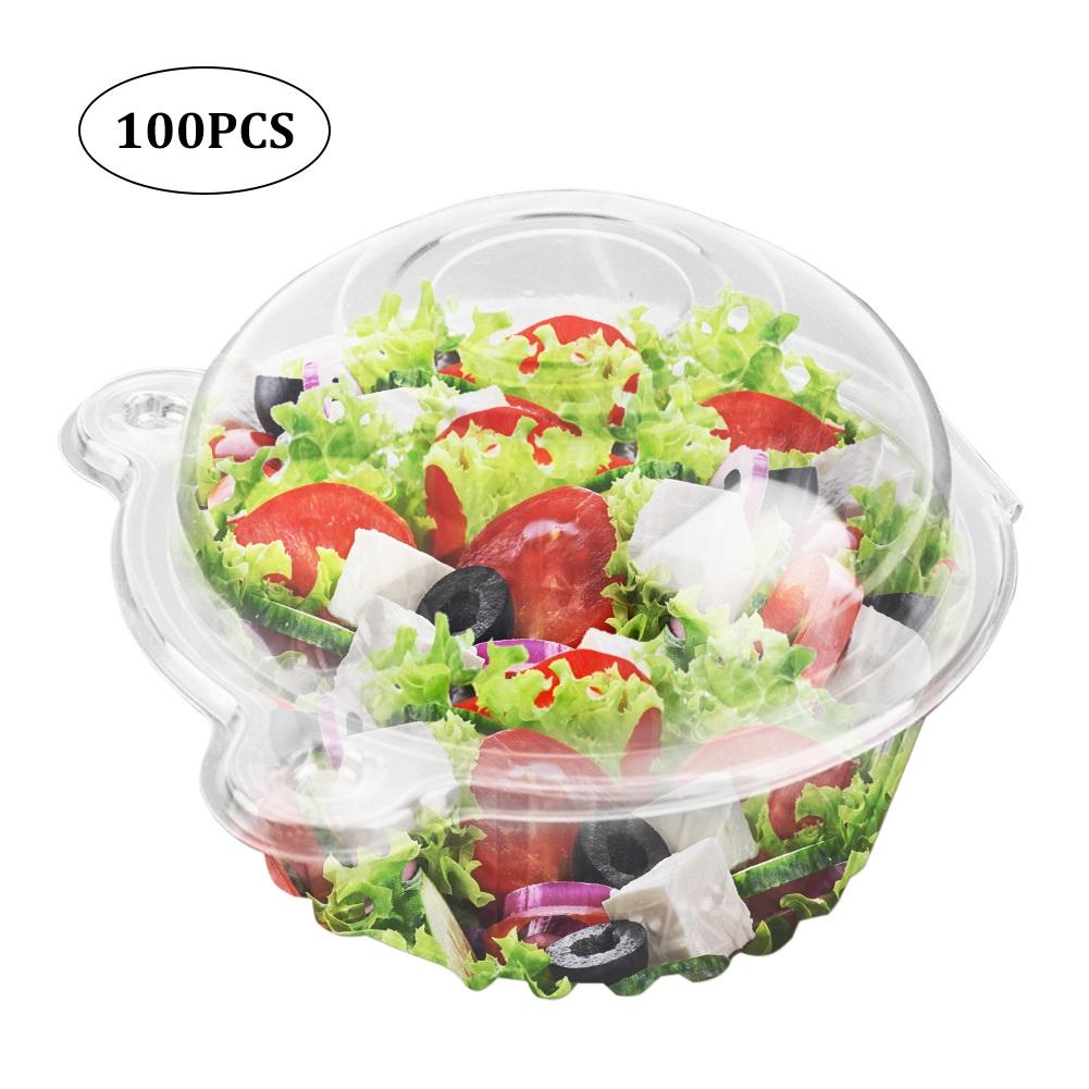 DOACT Clear Plastic Cups with Lids (100 Count) Dessert Cups with Lids - Ice Cream Cups - Plastic Fruit Cups - Mini Snack Bowls and Dome Lids without Hole