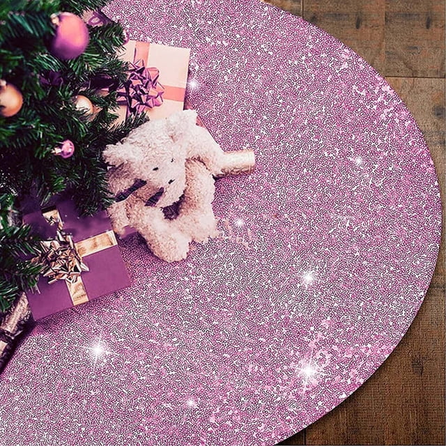 Fiudx Falda para Árbol de Navidad, Diseño de Terciopelo con Lentejuelas, Decoración Navideña Vintage, Aspecto Elegante y Brillante, Uso En Interiores y Exteriores, Ideal para Fiestas Navideñas, Diáme