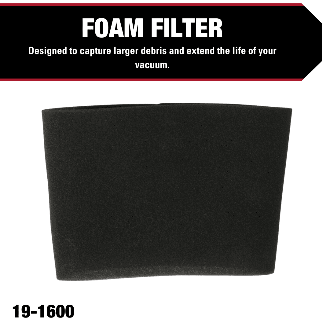Hyper Tough 19-1600 Universal Foam Filter for 5-12 Gallon Wet/Dry Vacuums