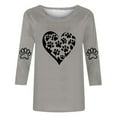 thumbnail image 3 of Women Cute Tshirts Heart Dog Paw Graphic Basic Tee Fashion 3/4 Sleeve Tops Casual Crewneck T Shirts, 3 of 3