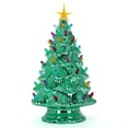 thumbnail image 4 of Milltown Merchants Multi-color Light Tabletop Christmas Tree, Ceramic Emerald Green, 15.5", 4 of 5