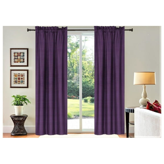 2 Panels Purple Solid Blackout Thermal Rod Pocket Foam Lined Window Curtain Drape R64 108 Length