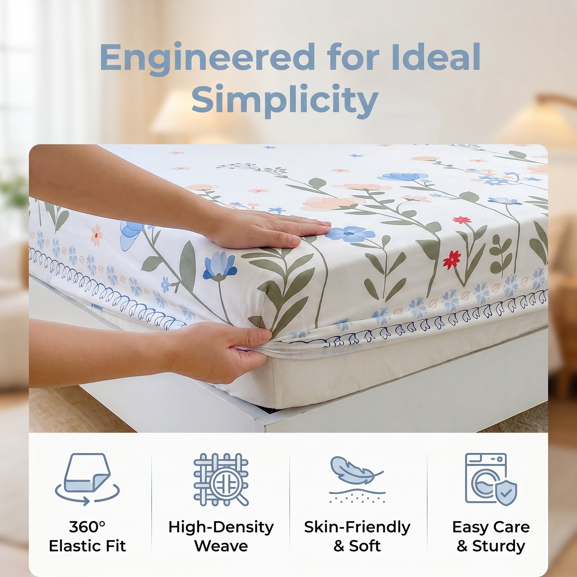 Unique Bargains Fitted Sheet Polyester Bed Sheets for Comfortable Sleep 59.8"x79.9" Blue