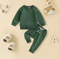 thumbnail image 3 of Youmylove Toddler Baby Boys Girls Clothes Solid Color Long Sleeve Pullover Sweatshirt Pants Set 2PCS Fall Winter Outfit Baby Child Playwear, 3 of 3