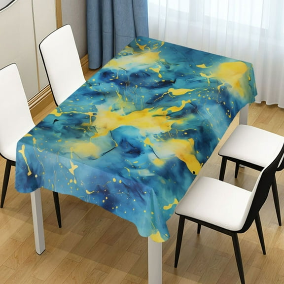 Ryvnso Blue and Yellow Rectangle Table Cloth Tablecover Dinning Tablecloth 54"x72"