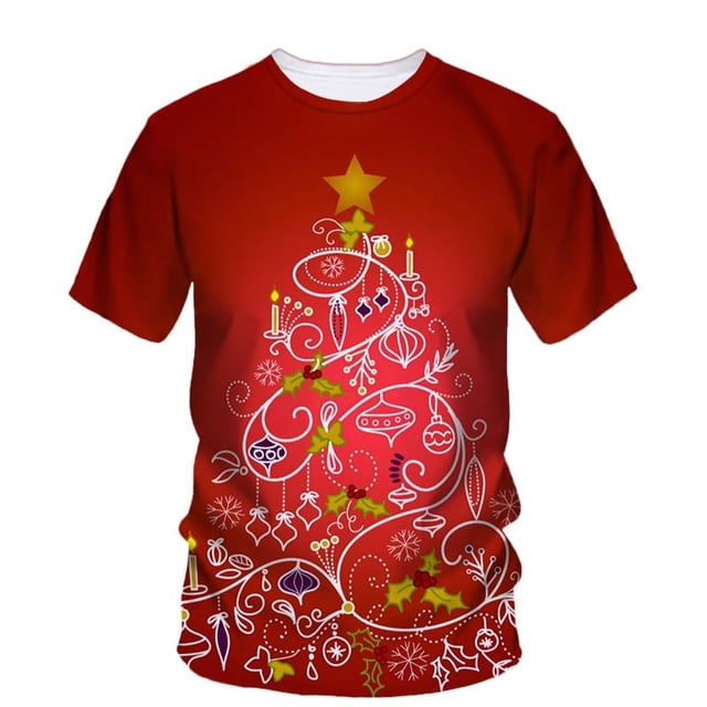 Nouveaux T-Shirts Graphiques Joyeux Noël pour Unisexe Tendance Mode Ambiance Festive Imprimé Col Rond Manches Courtes
