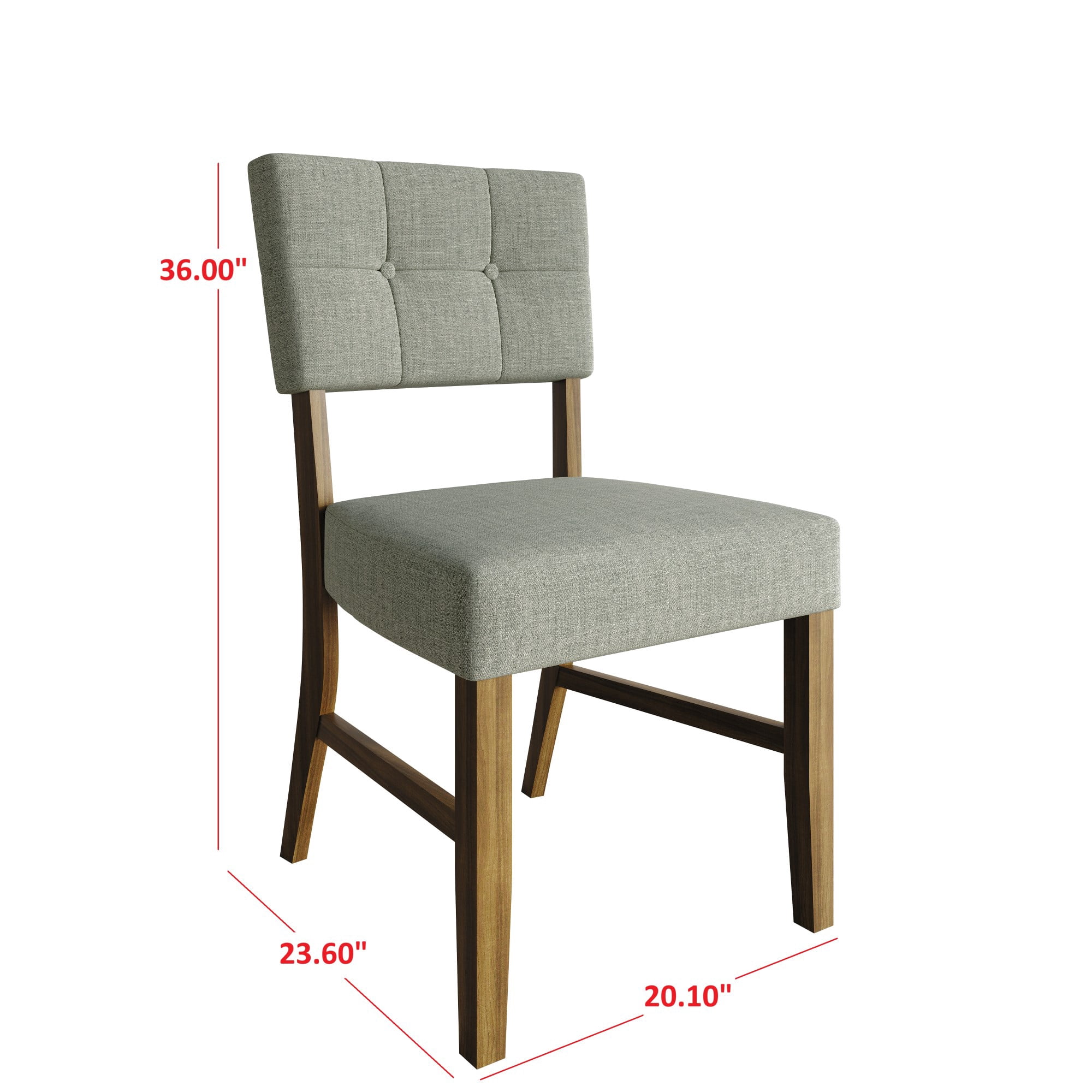 Home Design Cullman Dining Chair (Set of 4), Brown/Gray, Linen-upholstered seat, Angled back, Comfortable seating, Sturdy frame, Mid-century modern style, Durable construction