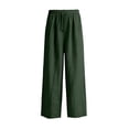 thumbnail image 2 of Domuza Mens Cotton-Linen Pants Drawstring Elastic Waist Linen Summer Casual Pants Sports & Recreation Breeze Beach Pants-Dark Green XL, 2 of 6