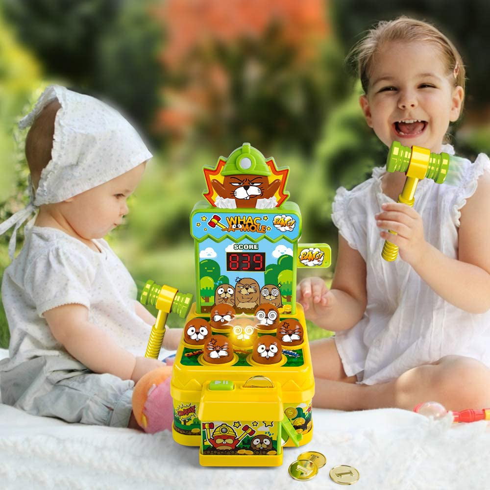 likid Whac-A-Mole Game Boys 7 4 Girls,2 Hammers Included 8 Years Old Kids 5 Fun Gift for Age 2,3 6 Mini Electronic Arcade Game,Light-Up Musical Interactive Pounding Toy,Add Fight PK Mode 