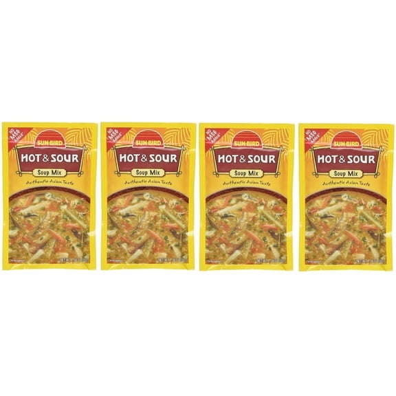 Mix Packets - Asian Recipe 1.34 Ounce Each Packet Pack Sunbird Hot Of 4 Sour Soup