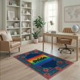 thumbnail image 2 of ODIKA Welcome Lettering With Floral Accents And Banded Stripe Border Pride Rainbow for Playroom, Bedroom, Reading Nook, Pet Friendly & Kids Safe Play, 2 of 7