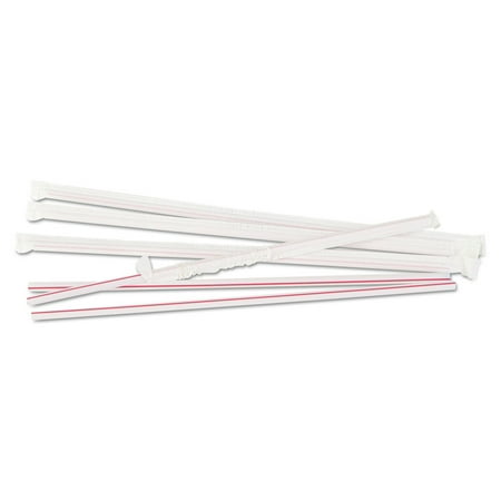500-Piece/Pack Wrapped 10-1/4 in. Jumbo Plastic Straws - White/Red