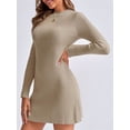 thumbnail image 3 of Long Sleeve Womens Sweater Dress Bodycon Crew Neck Fall Slimming Knit Mini Dresses, 3 of 7