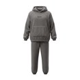 thumbnail image 4 of Enjoytime Fall Winter Pajamas for Women Set Thick Velvet Warm Loungewear Crewneck Long Sleeve Hooded Tops Pants 2 Piece Sets Soft Comfy Sleepwear, 4 of 8