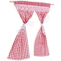 NIYANGLE 1Pcs Red Cotton Miniature House Lace Curtain for Tiny House Accessories