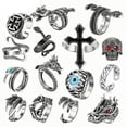 thumbnail image 2 of Juego de 15 anillos vintage con forma de calavera y serpiente, con apertura ajustable, de aleación, para mujeres y hombres, 2 of 13