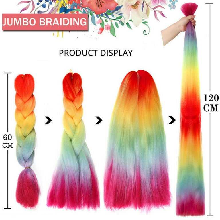 Any Colour 24 Women's Braiding Ombre Rainbow Hair Extensions Synthetic  Jumbo Braids for Party Decor Parts Use 