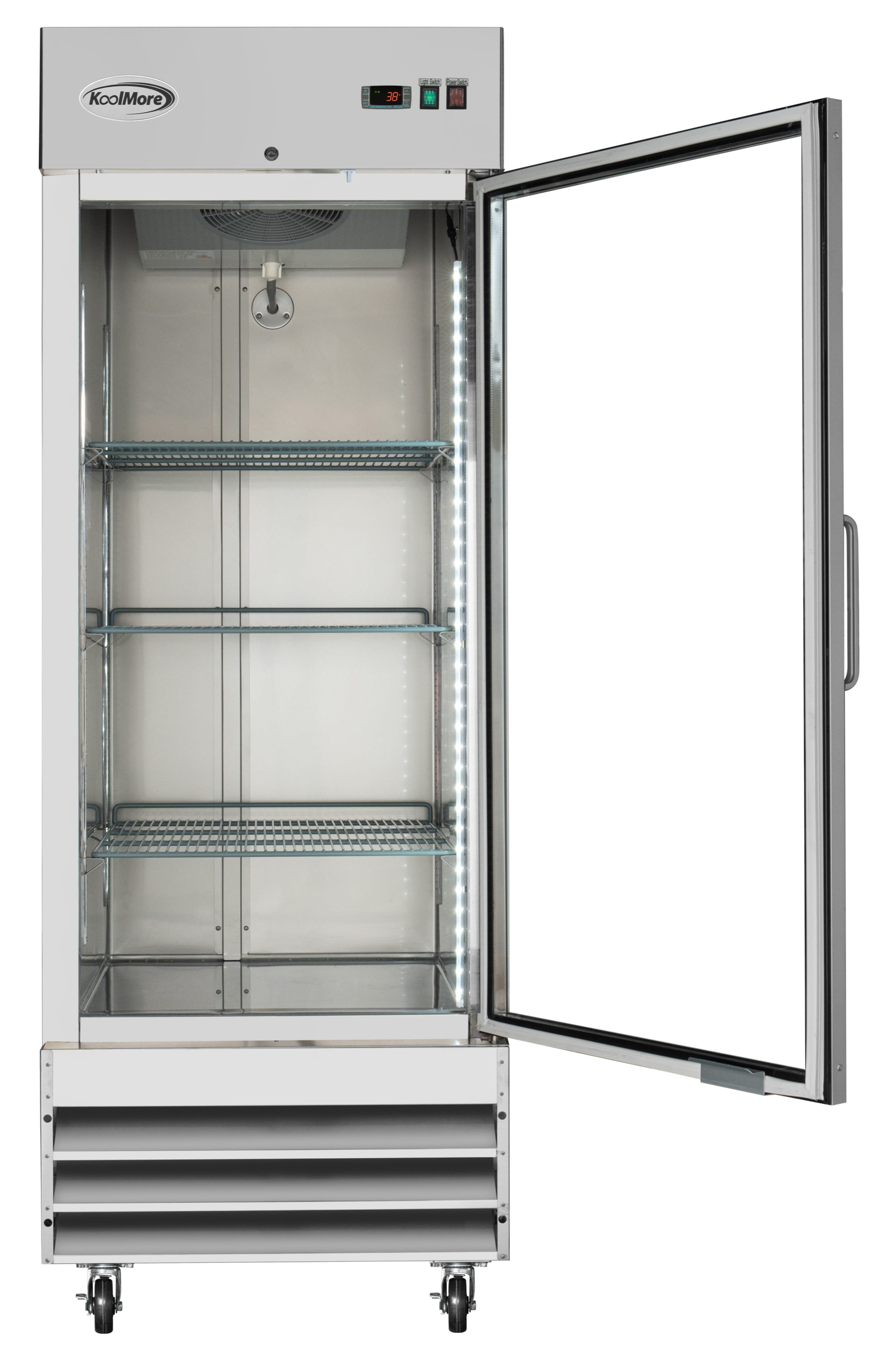Koolmore 29" 1 Glass Door Stainless Steel Reach-in Refrigerator Cooler in Silver