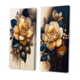 thumbnail image 3 of Designart "Yellow and Dark Blue Camellia Blossom I" Camellia Wall Art Set Of 2 - Yellow Floral Wall Decor Set Of 2, 3 of 7