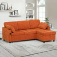 thumbnail image 7 of ACMEASE 84" Chenille Sectional Sleeper Sofa w/Adjustable Backrests, Pull Out Sofa Bed w/USB Charger Port& Reversible Storage Chaise, Convertible L-Shaped Sofa with Cup Holders for Living Room,Orange, 7 of 7