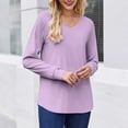 thumbnail image 7 of SYMOID Womens Purple Long Sleeve V Neck Raglan Top - 95% Polyester 5% Spandex Stretch, Relaxed Fit Casual Shirt for Walmart,Size XL, 7 of 7