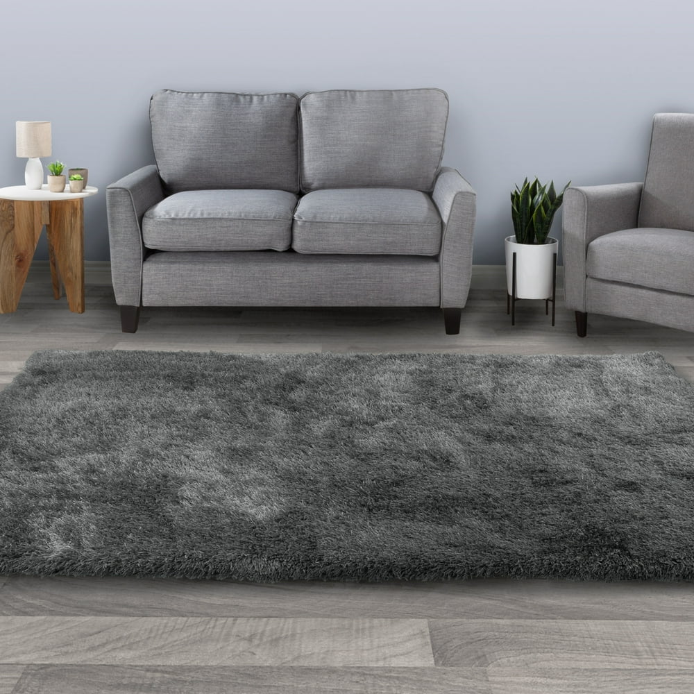 Shag Area Rug 8x10 Plush Gray Throw Carpet Modern Design by Somerset