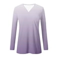 thumbnail image 4 of ZUKMRJPC Women's V Neck Long Sleeve T Shirts Fashion Gradient Color Casual Lightweight Tunic Tops Slim Fit Soft Comfy Basic Tees, 4 of 6