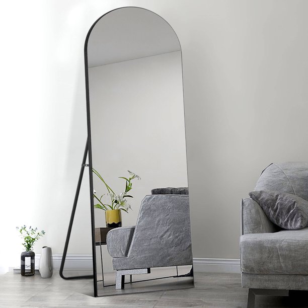 NeuType 65"x22" Arched Full Length Mirror Floor Mirror with Stand Black