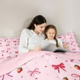 thumbnail image 4 of jejeloiu Winter Fruit Strawberry 7 Pieces Bedding Comforter Set,Chic Bowtie Lover Full Bedding Set For Girl Reversible, 4 of 7