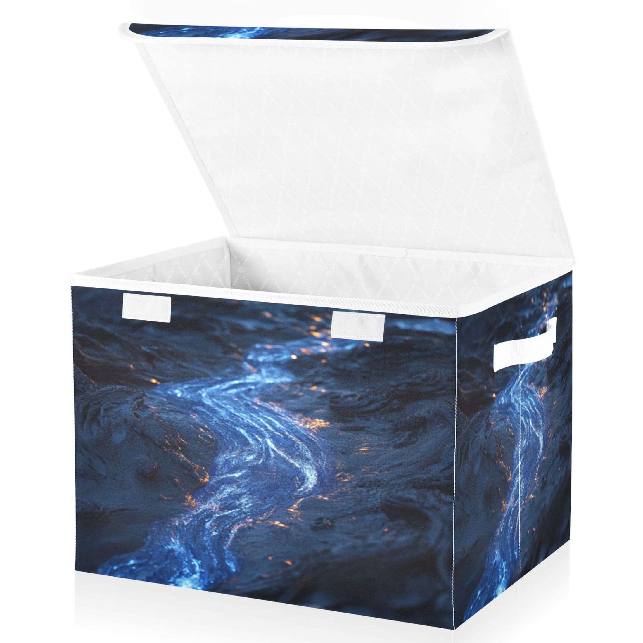 Storage Box With Lid 16.5x12.6x11.8In Foldable Stacked Household Storage Box Blue River Picture