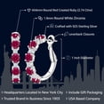 thumbnail image 2 of Gem Stone King 2.74 Cttw Red Created Ruby and White Zirconia CZ Hoop Earrings for Women | 925 Sterling Silver | Round 4MM and 1.9MM | 1 inch Diameter | Fine Jewelry Gifts for Her Mom Women Wife, 2 of 5