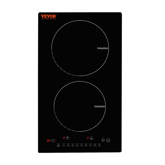 VEVOR Electric Cooktop, 2 Burners, 12'' Induction Stove Top, Built-in Magnetic Cooktop 1800W, 9 Heating Level Multifunctional Burner, LED Touch Screen w/ Child Lock & Over-Temperature Protection