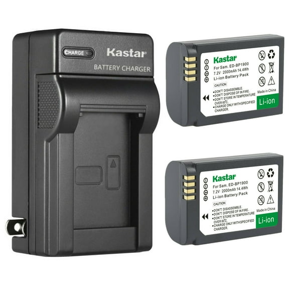Kastar 2-Pack Battery and AC Wall Charger Replacement for Samsung ED-BP1900 EDBP1900 ED-BP1900/US, BP-1900 BP1900 Battery, Samsung ED-BC4NX03, ED-BC4NX03/US Charger, Samsung EV-NX1ZZZBZBUS, NX1 Smart