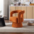 thumbnail image 2 of Swivel Barrel Accent Chair, 360 Degree Swivel Cuddle Barrel Sofa Chairs with Curved Solid Wood Frame, Fluffy Round Armchairs with Upholstered for Bedroom, Living Room, Office, 2 of 9