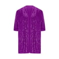 thumbnail image 6 of Women's Sequin Three Quarter Sleeve Opening Jacket Blazer Coat Sparkling Glitter formal Attire Party Night Out Holiday Cocktail | CSEONE,Purple L, 6 of 9