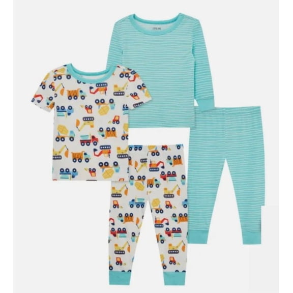 Little Me 4-piece pajama set trucks construction vehicles 18 months NEW bamboo