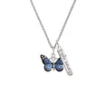 thumbnail image 2 of Delight Jewelry Silvertone Large Blue Butterfly with 6 AB Crystals Silvertone Live the Life You Have Imagined Bar Charm Necklace, 23", 2 of 4