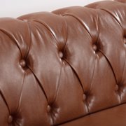 3 Seater Chesterfield Faux Leather Sofa, Button Tufted Couch With Nailhead Trim Rolled Arms for Living Room Office