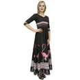 thumbnail image 2 of Bimba Women's Black Anarkali Maxi Dress Flamingo Print Kurta Designer Kurti-8, 2 of 5