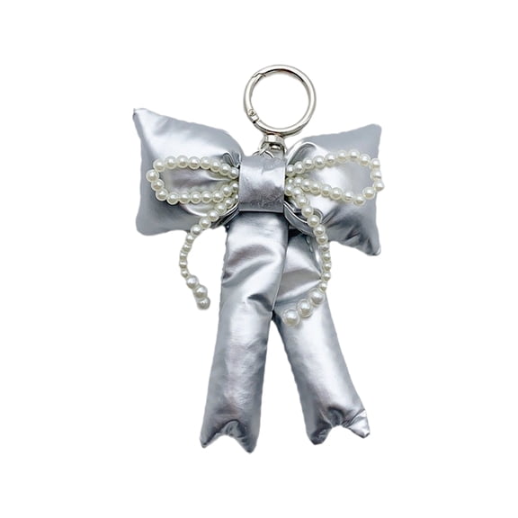 Stylish Bowknot Keyring Accessory Cute Pearl Bows Pendant Backpack Decorations Bag Charm for Handbag Wallet