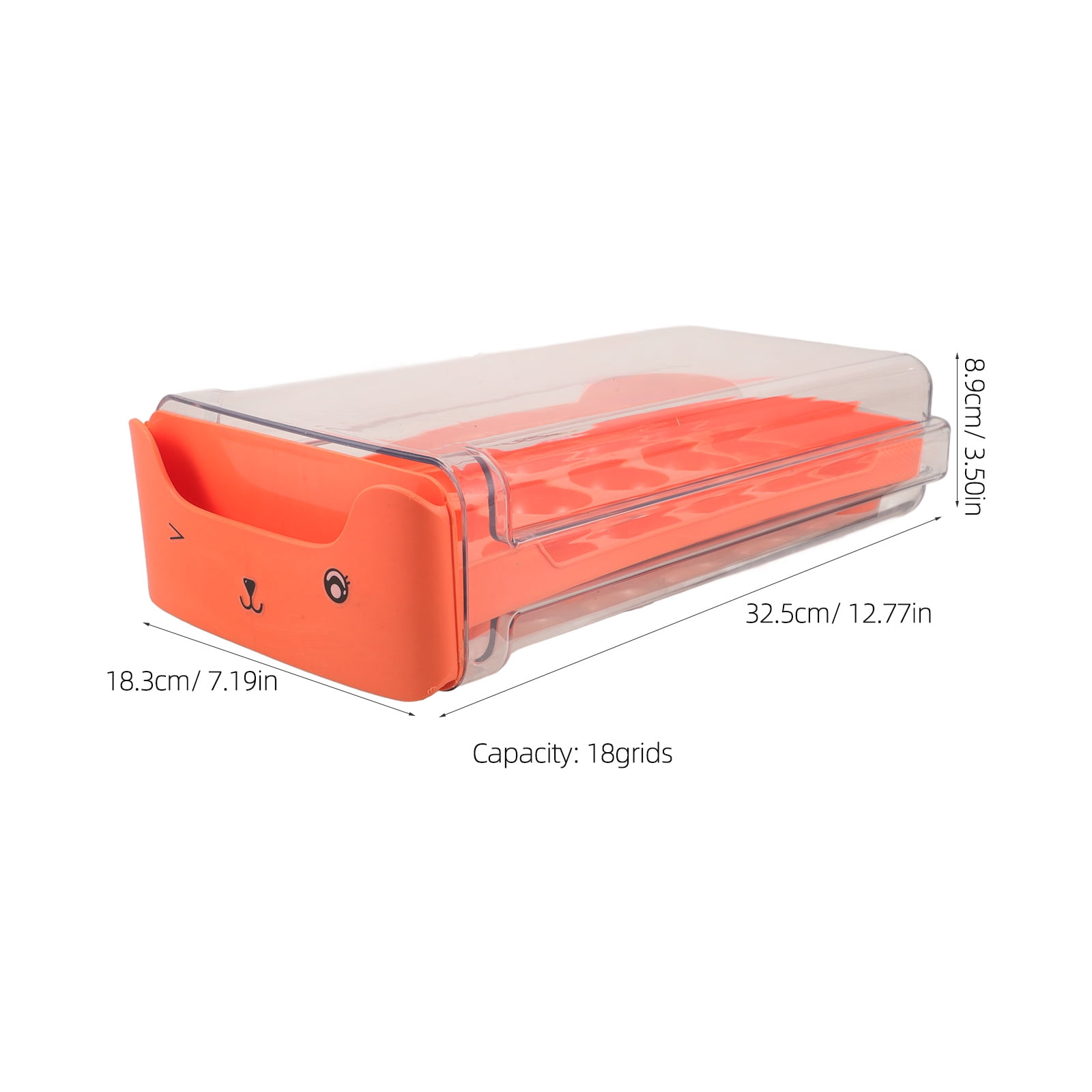 FRCOLOR Transparent Stackable Egg Holder for Fridge with Drawer Access Durable Reusable Plastic Orange 18 Count