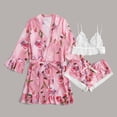 thumbnail image 3 of Womens Soft Pajama Clearance- Silk Satin Bathrobes Sexy Printed Plus Size Robe Sleepwear Pink Size L, 3 of 9