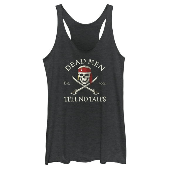 Women's Pirates of the Caribbean: Curse of the Black Pearl Dead Men Tell No Tales Racerback Tank Top Black Heather X Small