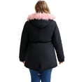 thumbnail image 4 of DARING DIVA Women's Plus Parka Jacket Fleece Lined Zipper Coat Black Pink 4X, 4 of 6